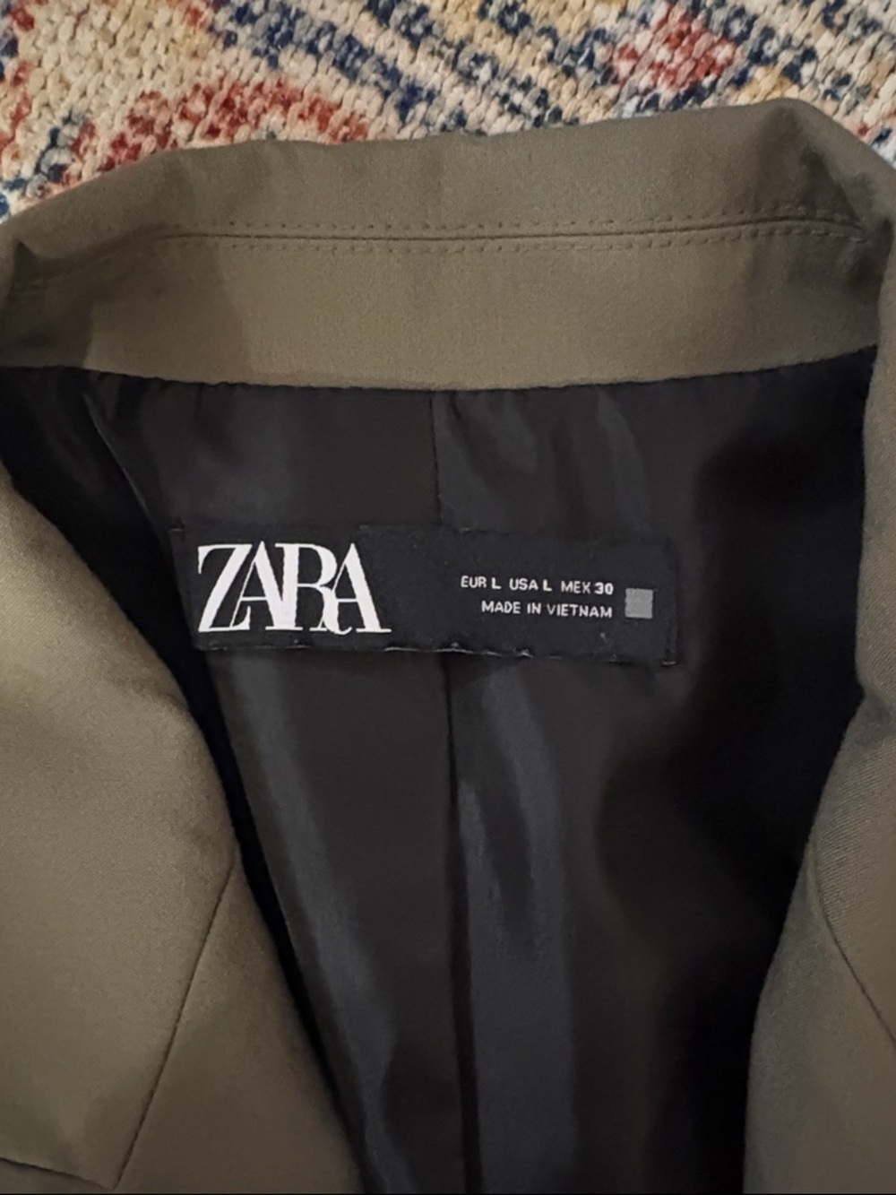 Zara Green Oversized Double Breasted Blazer SZ L EUC - Picture 6 of 7